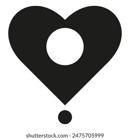Heart location icon design. Sign. Icon. Waypoint marker. Transparent background	