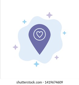 Heart, Location, Map, Pointer Blue Icon on Abstract Cloud Background