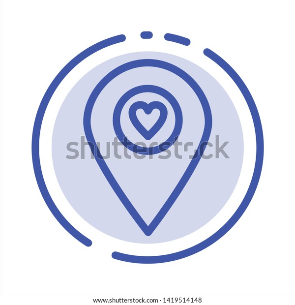 Heart,\
Location, Map, Pointer Blue Dotted Line Line\
Icon