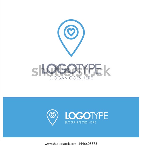Heart, Location, Map, Pointer Blue Outline Logo\
Place for Tagline
