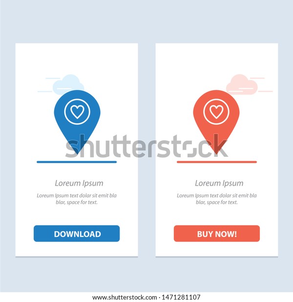 Heart, Location, Map, Pointer  Blue and Red\
Download and Buy Now web Widget Card Template. Vector Icon Template\
background