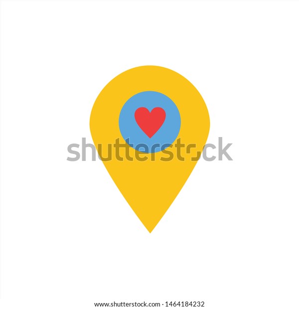 Heart,
Location, Map, Pointer  Flat Color Icon. Vector icon banner
Template. Vector Icon Template
background