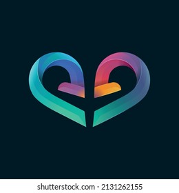 Heart, location, plane logo shape