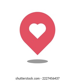 Mapa vectorial del símbolo de ubicación del corazón