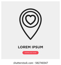 Heart with location vector icon