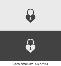 Heart lock black and white icons.illustration isolated vector sign symbol 