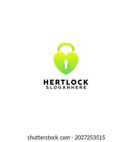 heart lock colorful logo design template