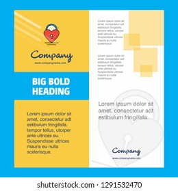 Heart lock Company Brochure Title Page Design. Company profile, annual report, presentations, leaflet Vector Background