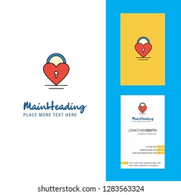 Heart lock Creative Logo and business card. vertical Design Vector