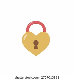 Heart lock in cute flat style for Valentine themes. Perfect for stickers, cards, romantic icons, and sweet decorative Valentine visuals.