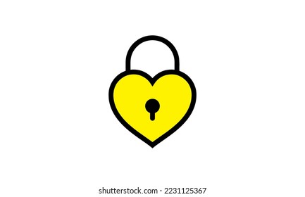 heart lock expression emoji  vector yellow head simple modern design eps 8