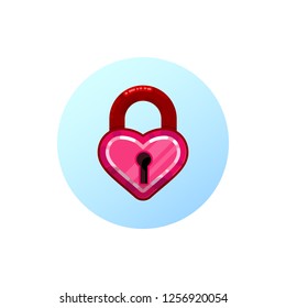 Heart lock. flat design style.