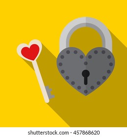 Heart lock flat icon illustration isolated vector sign symbol