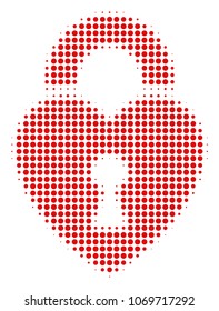 Heart Lock halftone vector icon. Illustration style is dotted iconic Heart Lock icon symbol on a white background. Halftone pattern is circle points.