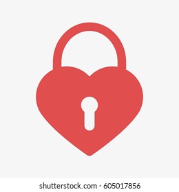 Heart Lock Icon Closed. Flat Vector Stock Illustration