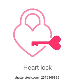 Heart Lock and lock icon concept