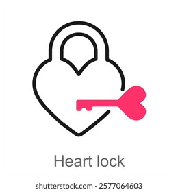 Heart Lock and lock icon concept