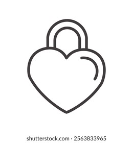 Heart Lock Icon Depicting a Padlock Shaped as a Heart in Black and White