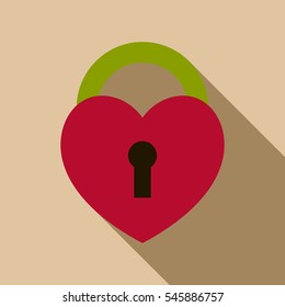 Heart lock icon. Flat illustration of heart lock vector icon for web