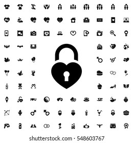 heart lock icon illustration isolated vector sign symbol