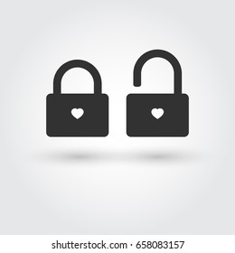 Heart Lock Icon isolate. vector illustration