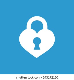 Heart Lock Icon, Isolated, White On The Blue Background. Exclusive Symbols 