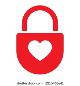 Heart lock icon. Locked heart shape lock vector illustration
