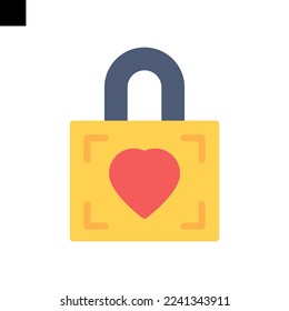 icono de bloqueo de corazón logotipo de estilo plano