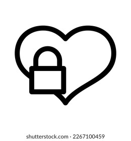 heart lock icon or logo isolated sign symbol vector illustration - high quality black style vector icons
