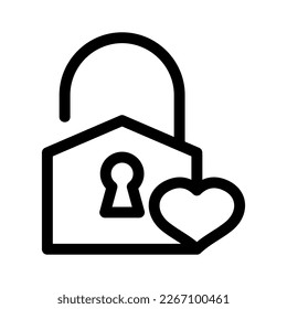 heart lock icon or logo isolated sign symbol vector illustration - high quality black style vector icons
