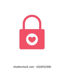 Heart Lock Icon, Love Lock, Valentine's Day, Heart Icon, Red Lock, Love Symbol, Security Heart Lock Icon Vector Background