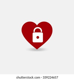 heart lock icon on white background