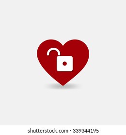heart lock icon on white background