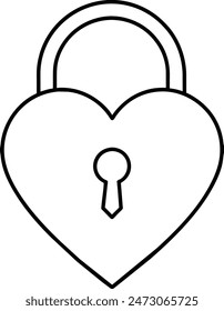 Heart Lock Icon protection editable line art