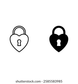 Heart Lock icon set color editable 