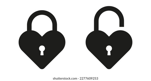 Heart lock icon simple design