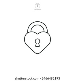 Heart with Lock Icon symbol vector illustration isolated on white background
