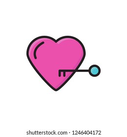 heart lock icon vector fill outline style design