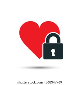 Heart lock icon, vector isolated simple symbol.