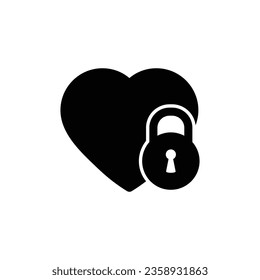 heart with lock icon vector protection love sign
