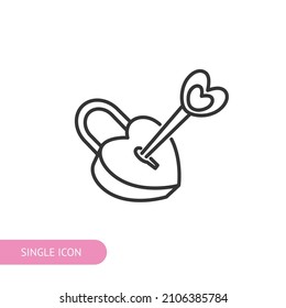 Heart lock icon for web design, menu, app, poster, ads, postcard and magazine