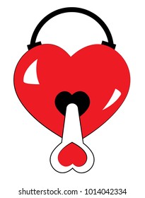 Heart lock  illustration  on transparent background.