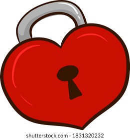 Heart lock, illustration, vector on white background