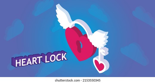 Icono de diseño isométrico de bloqueo cardíaco. Ilustración web de vectores. 3.ª colorida concepción