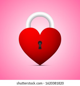 Heart Lock with Key Hole Vector Illustration