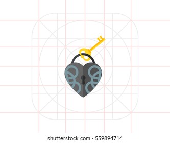 Heart Lock with Key Icon