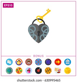 Heart Lock with Key Icon