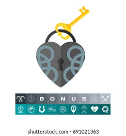 Heart Lock with Key Icon