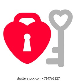 Heart lock and key icon
