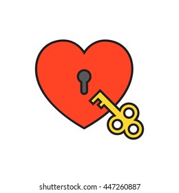 Heart Lock with Key Line Icon